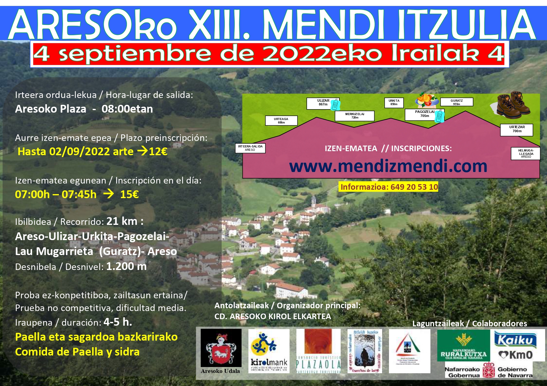 ARESOKO XIII. MENDI ITZULIA. XIV CAMPEONATO NAVARRO DE MARCHAS DE LARGO RECORRIDO